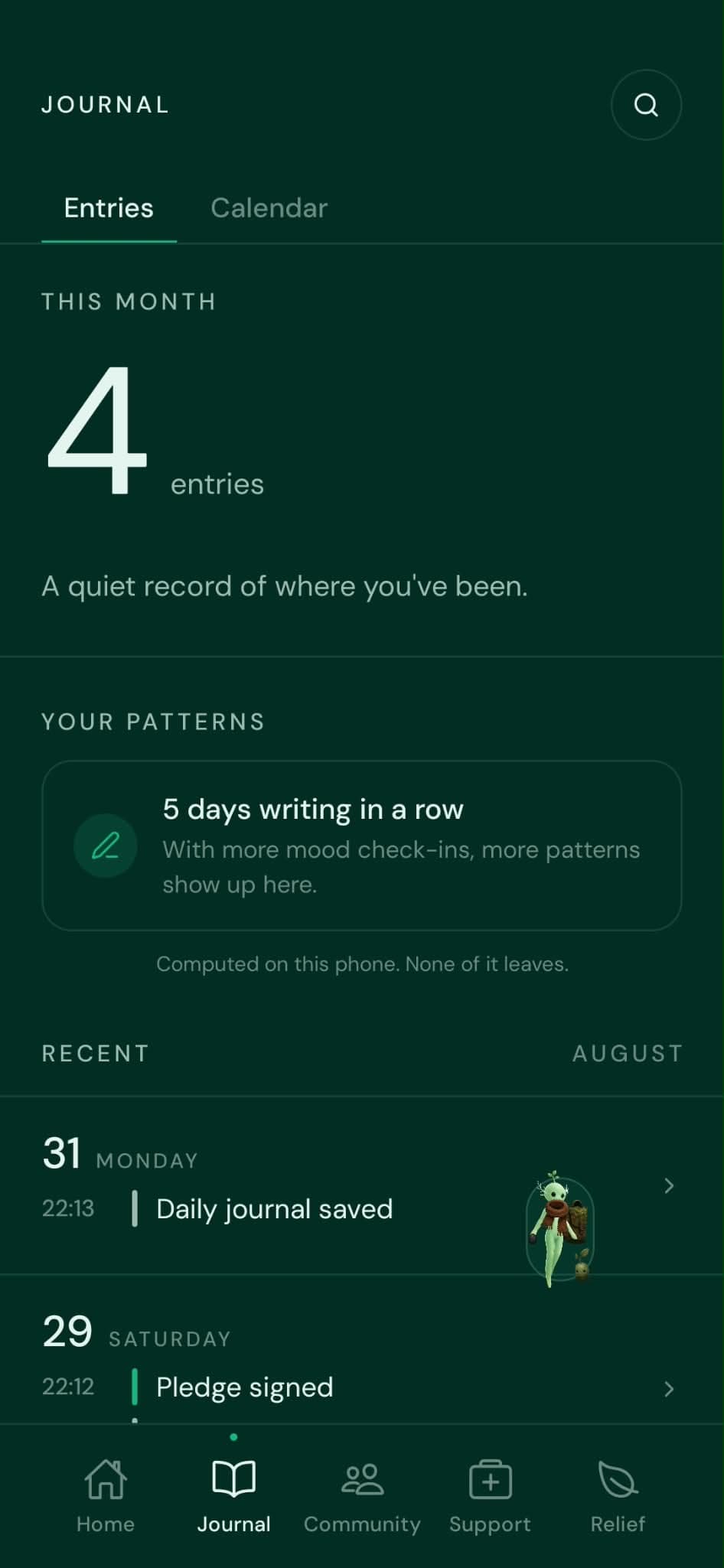 OddsOut journal: entries and patterns