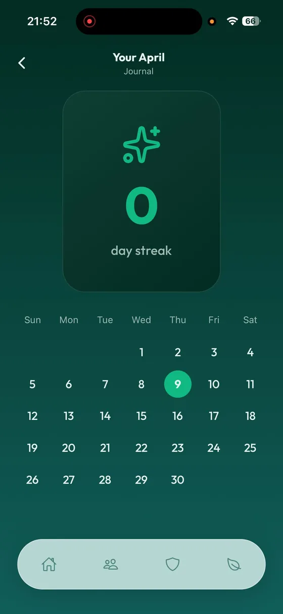 The month journal, with your days marked.